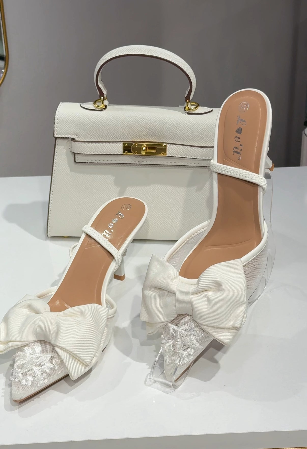 Bow Zara heels White 🍰