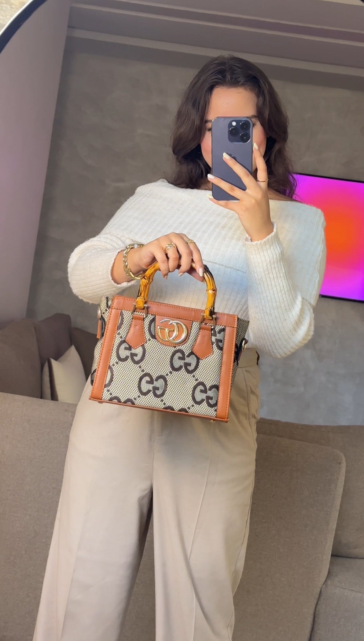 Sac GUCCI GRIS/CAMEL